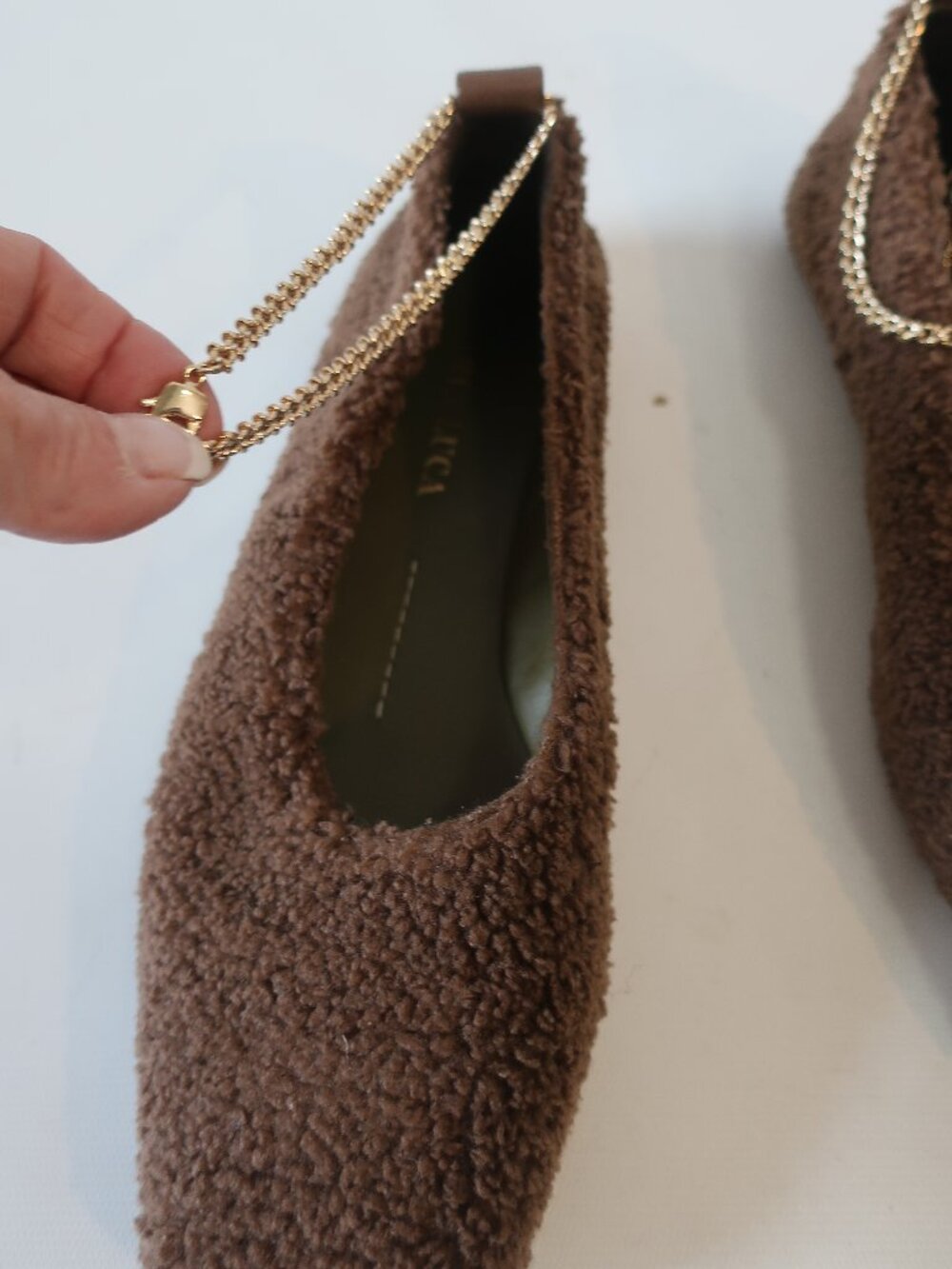 Women Maria Luca Chocolate Square Toe Teddy Eco Fur Augusta Ballet Flats 37 US/6 - Picture 6 of 16